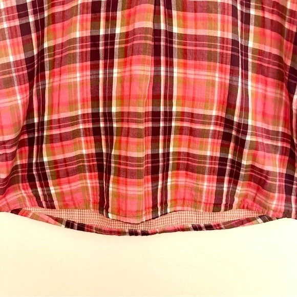 Soft Surroundings Plaid Short Sleeve Top Size Medium - Picture 5 of 12